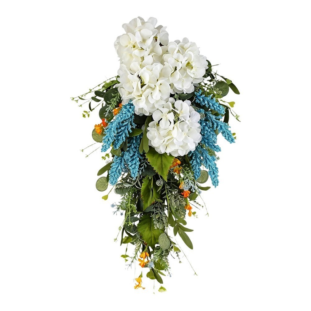 Seasonal Wreath with White Hydrangea Motif for Harvest Themed Event Decor