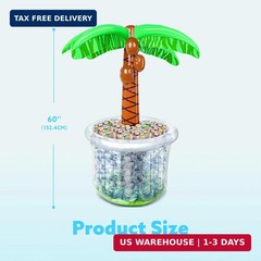 JOYIN 60″ Inflatable Palm Tree Cooler, Beach Theme Decor, Pool Party Decorations