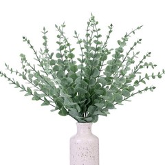 CEWOR 24pcs Eucalyptus Stems Artificial Leaves 24 pcs, Grey Green