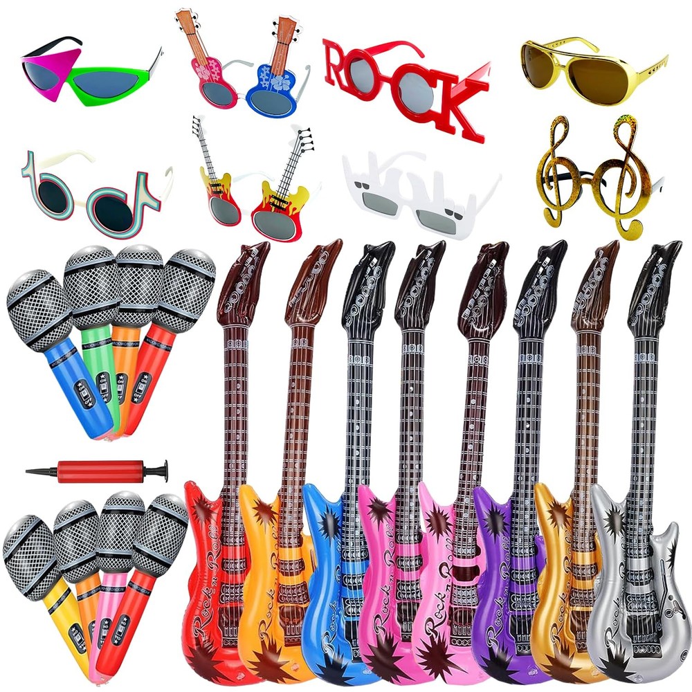 Large Rock Star Funny Sunglasses Set, Rock and Roll Party Funny Music Sunglas…