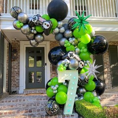 144Pcs Video Game Balloon Arch Garland Kit Green Black Silver Explosion Star …