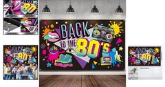 Retro Back to the 80’s Polyester Backdrop – Perfect for Parties, 73 x 43 Inch