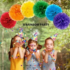 36PCS MIXED TISSUE PAPER POM POMS FLOWER BALLS PLUFFY WEDDING PARTY DECORATION