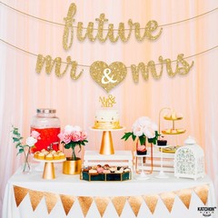 Gold Glitter Future Mr & Mrs Banner – 10 Feet, Pre-Strung | Future Mr and Mrs…