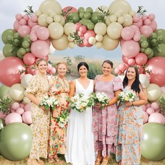 Sage Green Pink Yellow Pastel Balloon Arch Kit, 124Pcs Dusty Blush Macaron Ye…