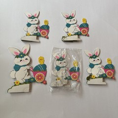 Vtg Hallmark Paper Honeycomb Easter Bunny & Chick Cut Out Table Decor SEE & READ