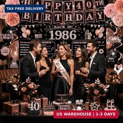 40Th Birthday Decorations for Women, Rose Gold 1986 Happy 40Th Birthday Decorati