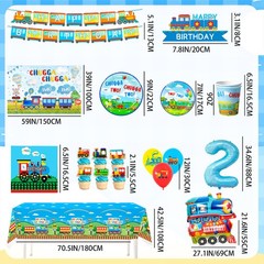 Train Birthday Decoration Kit Chugga Chugga Two Two Party Tableware Supplies Set