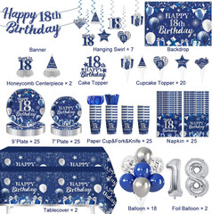 18Th Birthday Decorations for Boys, All-In-One Happy 18 Year Old Birthday Party