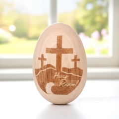 Easter He is Risen Gift, Wooden Easter Egg Religious He is Risen Egg with Cro…