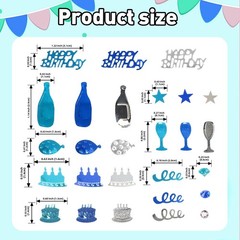 3000 PCS Blue Silver Happy Birthday Confetti Cake Table Metallic Foil Decor