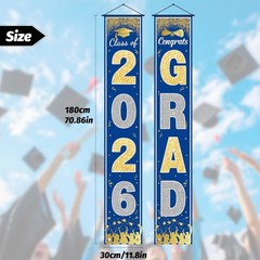 Graduation Decorations 2026 2027- Blue Gold Congrats Grad Porch Banner for Gr…