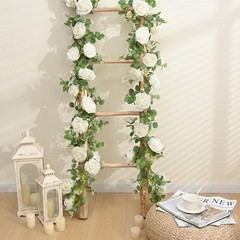 Dolicer 4Pcs 26Ft Artificial Eucalyptus Garlands with Flowers – 8 Roses, Faux…