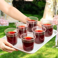 50 Pcs Pink Plastic Cups 12 Oz Disposable Stemless Wine Glasses Cocktail Pink