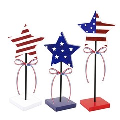 4th of July Tiered Tray Decor Wooden Star Set, 3Pcs Memorial Day Stars Table …