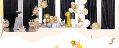 Black Sequin Backdrop Curtains, 2 Panels 2FTx8FT Glitter Photo Booth Backdrop
