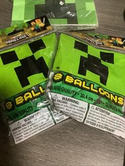 Minecraft Birthday Party Supplies Large Lot Plates, Napkins, Balloons, Banner