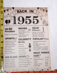Nostalgia Birthday Party Plaque Back In 1955 Birth Plastic 8″X11″ Party Decor
