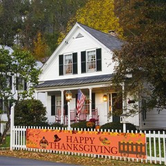 Large Happy Thanksgiving Banner, Decorations, Fall Multicolor