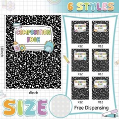 72 Pcs Composition Notebook Classroom Decor Cute Composition Paper Cutouts 10…