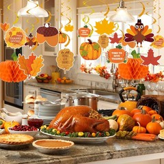 40PCS Thanksgiving Decorations – Pre-Assembled Banner & Garland, Hanging Deco…
