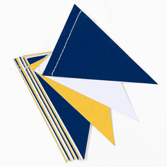 Navy Blue White Gold Party-Decorations – 2Pack Paper Pennant Triangle Flags Bann