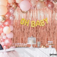 Thicken Tinsel Backdrop 2 Pack 3.3 x 6.6 39.4″W x 78.7″L (Pack of 2) Rose Gold