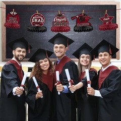 Honeycomb Table Toppers 9 Pack Graduation Decorations Class of 2026 Maroon Black