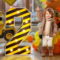 Second Birthday Construction Party Light Up Number 2