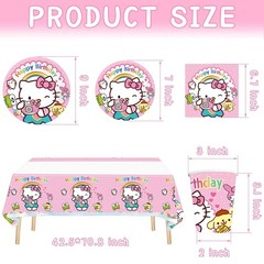 81 pcs, Hello Kitty birthday party supplies, Kitty Cat decorations 10 guests.