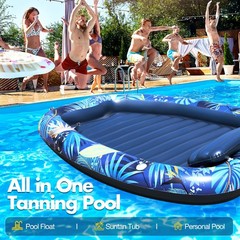 2026 Luxury 2 Person Inflatable Tanning Pool Lounger Float, 90 x 67 Inch Extr…