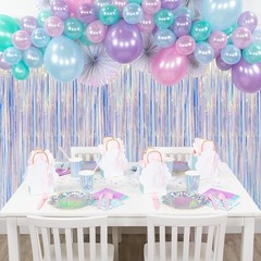2 Pack Iridescent Foil Fringe Curtain Holographic Tinsel Party Decor
