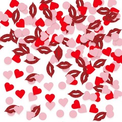 200 PCS Valentines Day Pink Red Heart Circles Lips Love Glitter Confetti