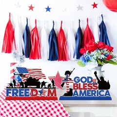 4Pcs 4th of July Table Decorations Patriotic Decorations July 4th Day Wooden