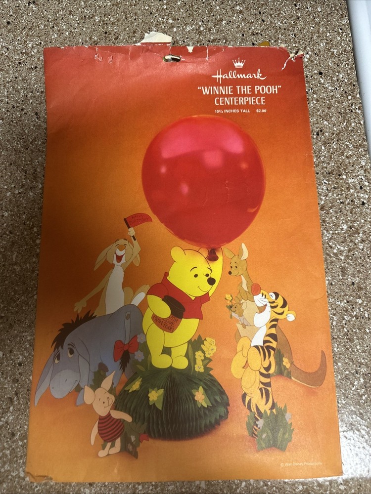 Vintage Hallmark Winnie the Pooh Cardboard Honeycomb Center Piece. GET IT NOW!