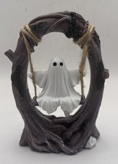 Swinging Ghost on Tree Swing – Cute Spooky Halloween Decor Fall Funny Ghost