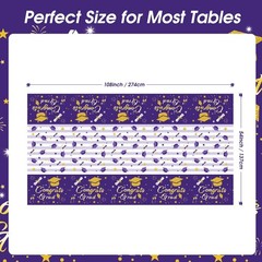 Graduation Tablecloth Party Decorations 2026, 3 Pack Purple Large Size 54″x108″