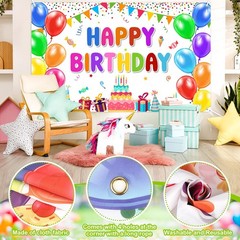 Happy Birthday Banner Backdrop Decorations Flag Outdoor 71×44 Inch,Colorful R…