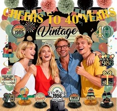 47Pcs 40Th Birthday Decorations for Men Women, PRE-STRUNG Vintage 1986 Banner Pa
