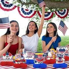Independence Day Party Decorations [8PCS],KSKSPE 4th of July Honeycomb