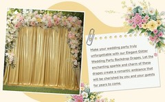 10ftx10ft Thick Gold Glitter Backdrop Curtain Panels for Parties, Wrinkle Sequin