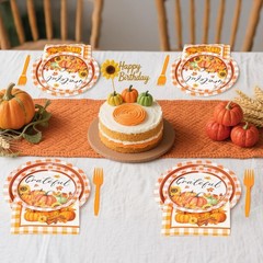 Fall Thanksgiving Orange Disposable Tableware (Plates, Napkins, Forks)