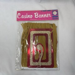 Vintage Beistle Casino Party Decor Banner Crepe Paper fringe 4 Ft #5958