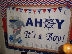 AHOY It’s a boy Baby Shower Banner Background Photo Prop Party Decor~60″ X 85″