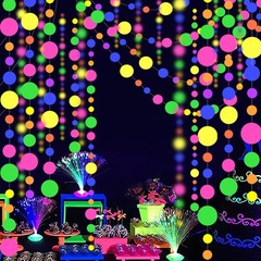 Neon Glow Party Supplies 120ft Round Dot UV Garland for Events & Decorations
