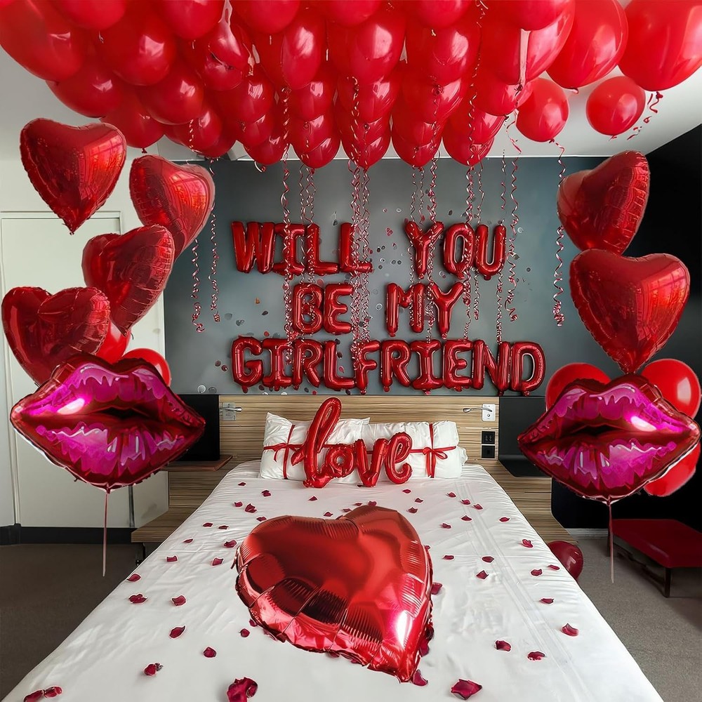 16 Inches Red ‘WILL YOU BE MY GIRLFRIEND’ Confession Letter Balloons with red…