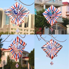 Patriotic Wind Spinner Stainless Steel Eagle Flag Outdoor Garden Decor 13.5in