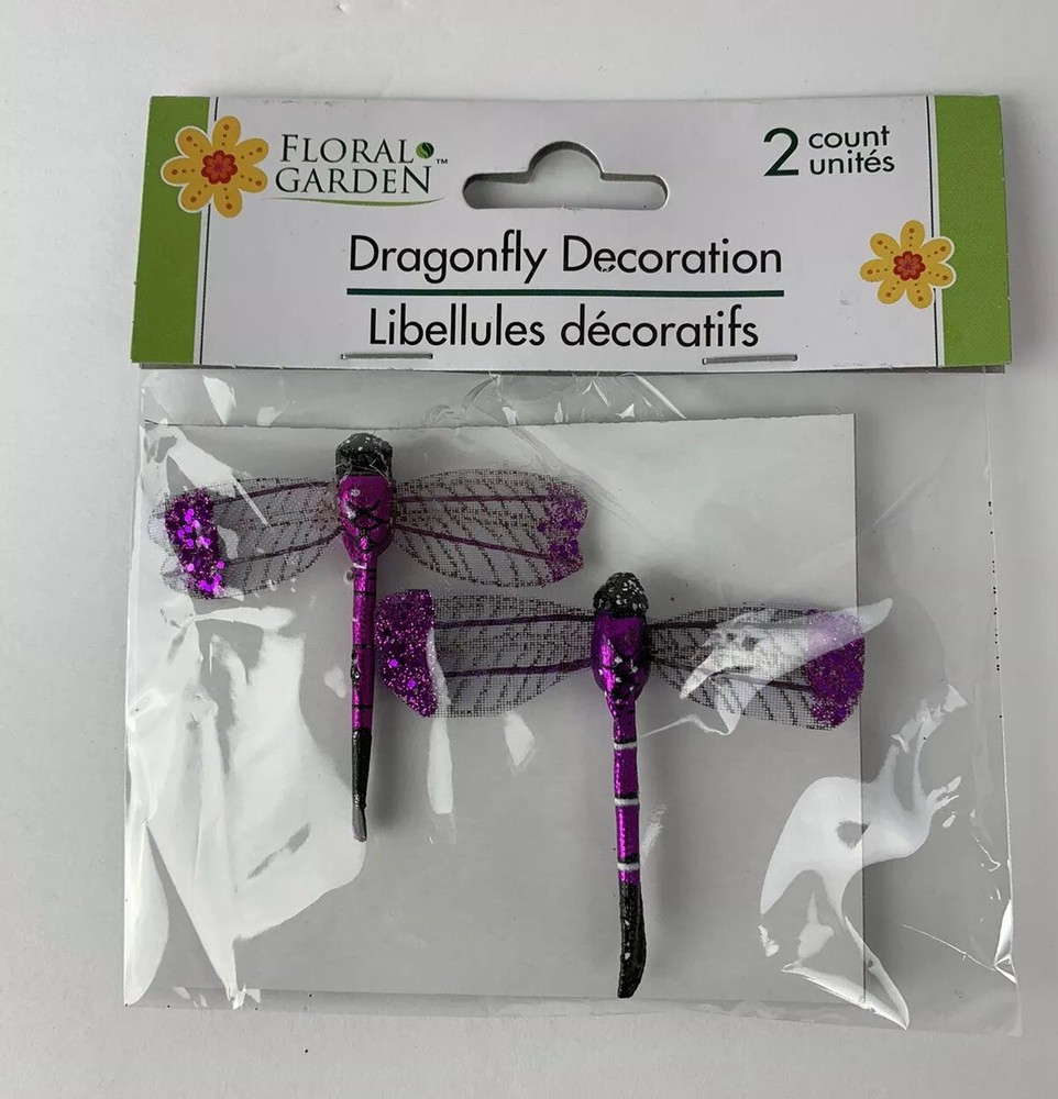 Dragonfly Decorations 2 Pack Purple Color Home Garden Wall Decor NEW