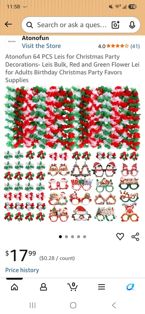 Atonofun 64 PC Leis for Christmas Party Decorations