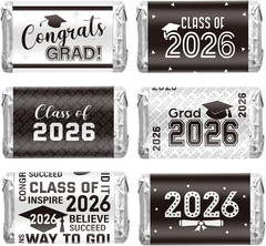 90 Pcs Graduation 2026 Decoration Label Sticker – Congrats Grad Mini Candy Bar W
